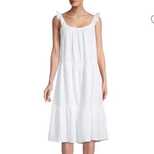 4our dreamers white cotton midi tiered summer dress